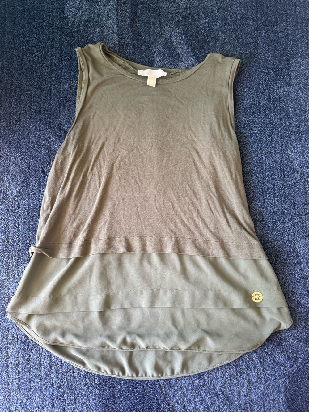 Michael Kors Olive Layered Hem Tank in Khaki Green